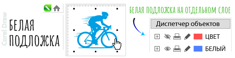 Отдельный слой белой подложки для печати по предметам в CorelDRAW